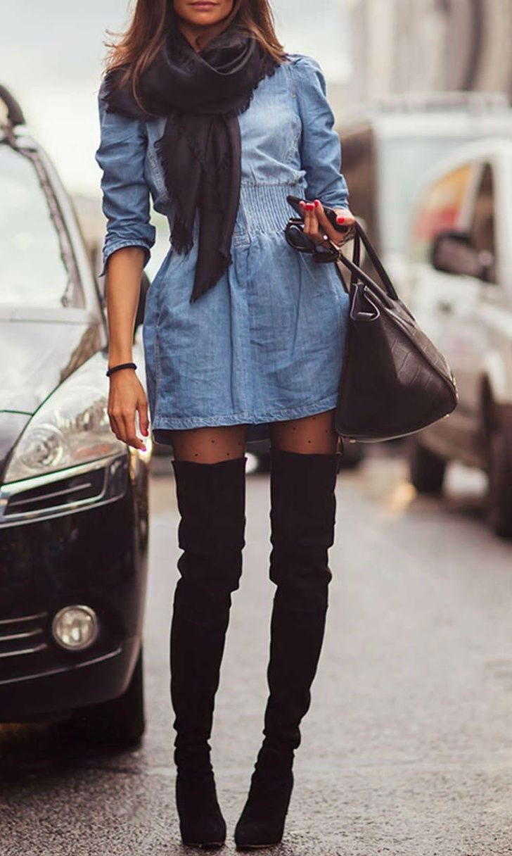 dress scarf boots fash for fashion