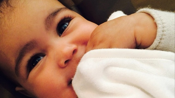 People Are Accusing Kim Kardashian of Waxing Baby North West's Eyebrows