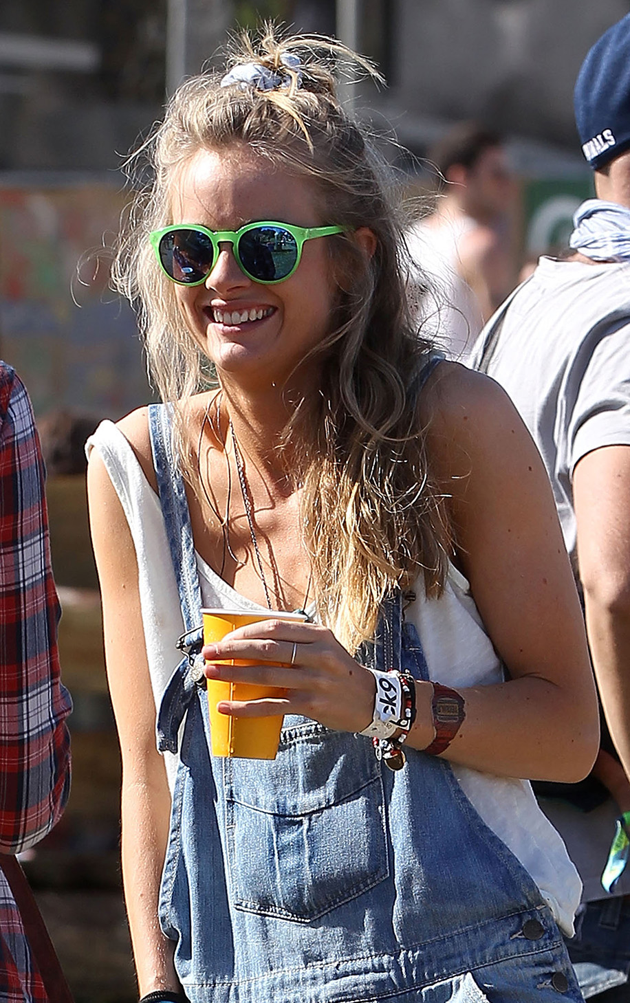 Cressida Bonas wears her signature scrunchie at Glastonbury. Photo: Danny Martindale/WireImage/Getty Images