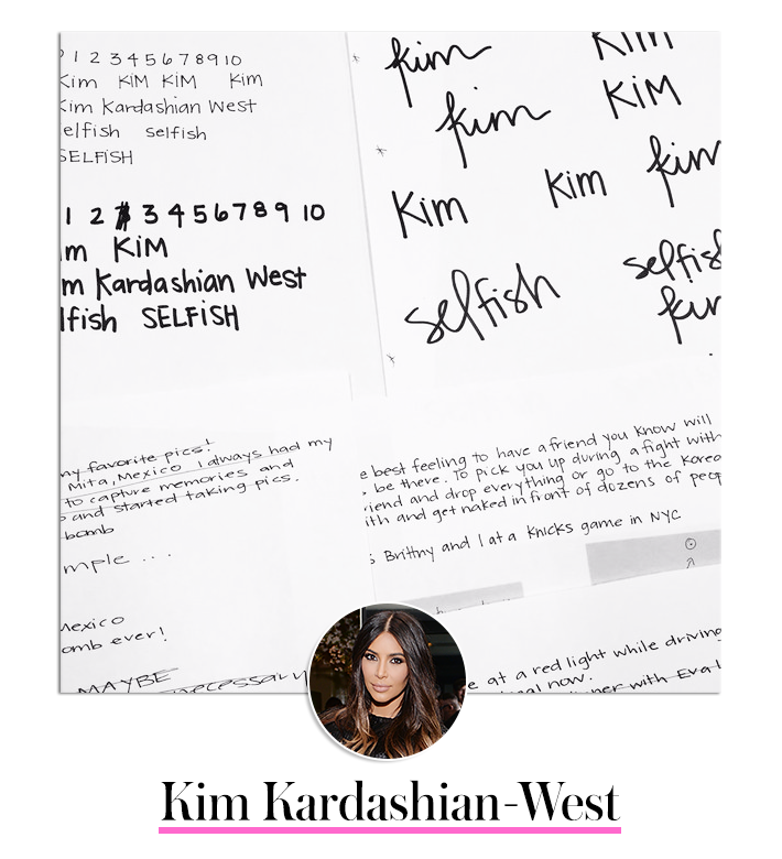Kim kardashian handwriting