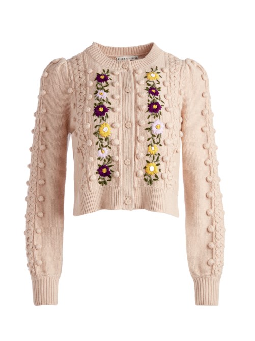 Alice + Olivia Kitty Puff Sleeve Cardigan