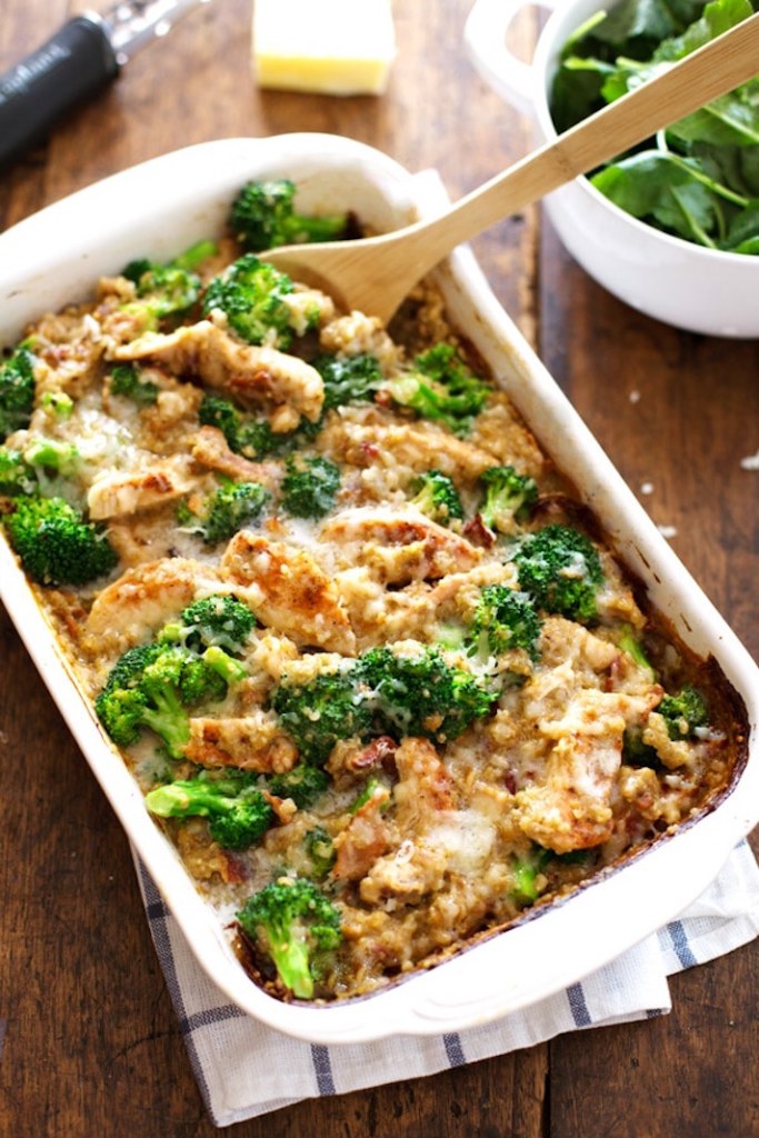 Creamy chicken, quinoa & broccoli casserole