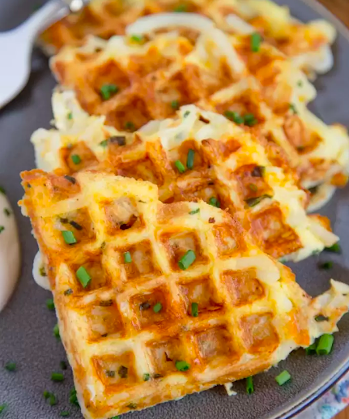 STYLECASTER | 17 Make-Ahead Freezer Breakfasts for Busy Mornings | Egg and Cheese Hash Brown Waffles