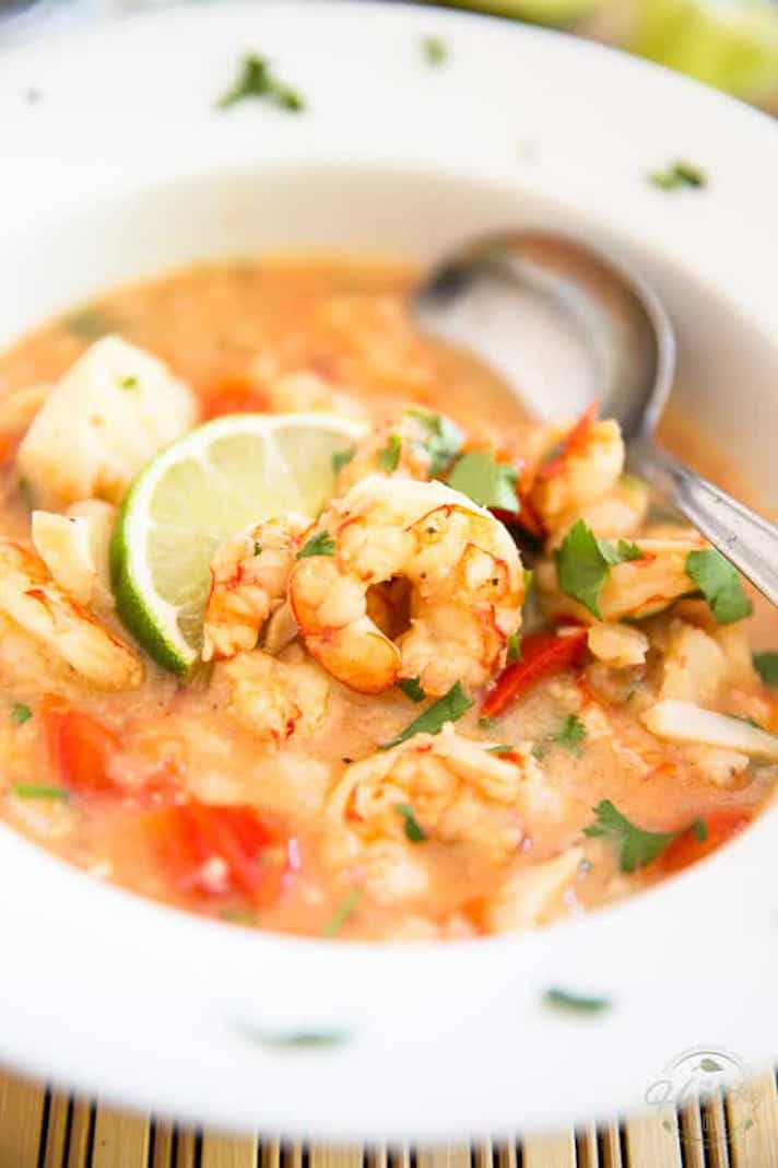STYLECASTER | 17 Slow-Cooker Seafood Recipes for When You're Sick of Chili | Coconut Lime Shrimp Chowder