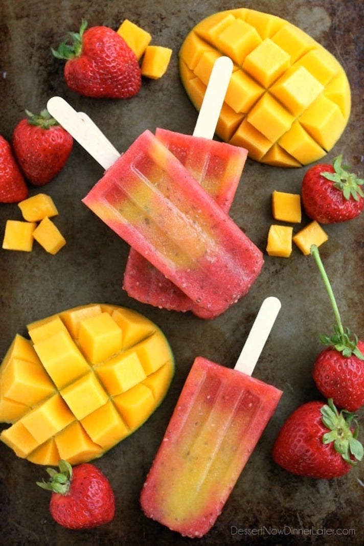 STYLECASTER | 17 DIY Popsicles To Make With All That Summer Fruit | Strawberry, Mango, and Chia Popsicles
