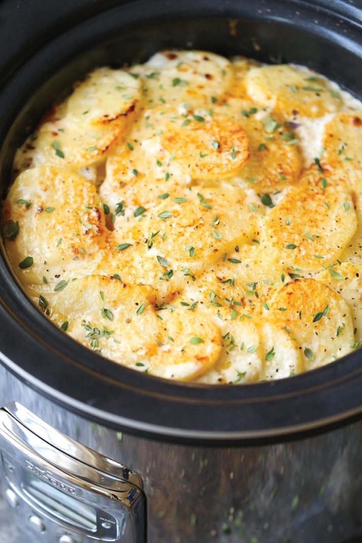 STYLECASTER | Slow-Cooker Date Night Recipes That Aim To Please | Cheesy Scalloped Potatoes