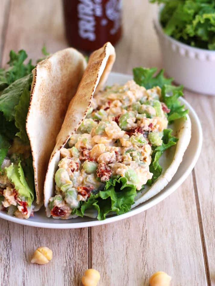 STYLECASTER | 19 High-Protein Veggie Sandwiches That Are Sure To Satisfy | Spicy Chickpea Edamame Pitas