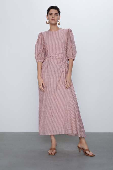 zara spring 2020 gathered waist dress