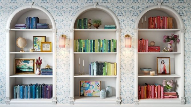 STYLECASTER | Home Interior Zoom Backgrounds | colorful book shelves