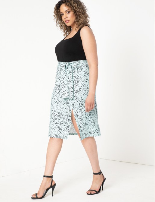 STYLECASTER | Eloquii Spring 2020 Sale | tie front polka dot skirt