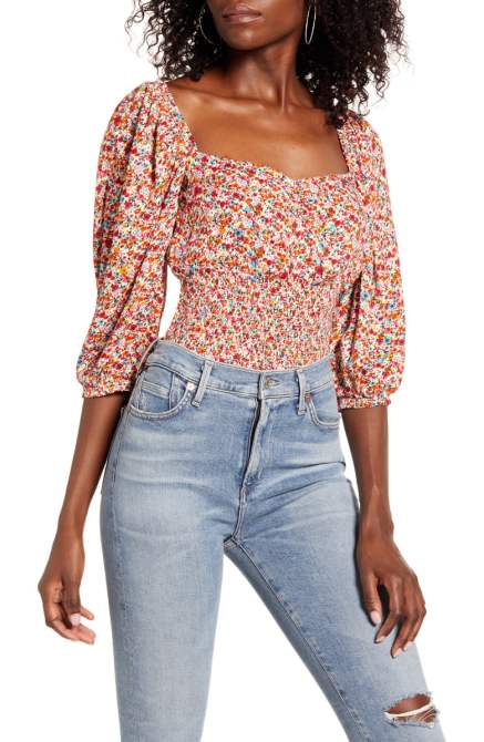 STYLECASTER | Nordstrom Sale Tops 2020 | floral smocked blouse