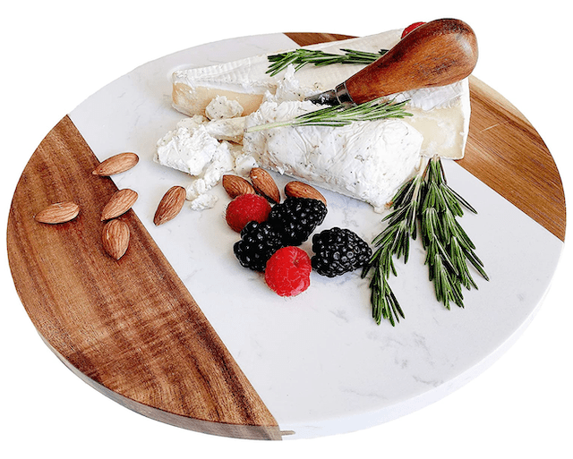 Marble Cheese Board with Acacia Accent