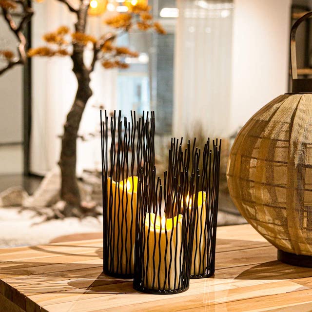 GiveU Metal Iron Willow Led Pillar Candle Holder
