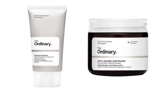 The Ordinary Squalane Cleanser and Vitamin C Powder