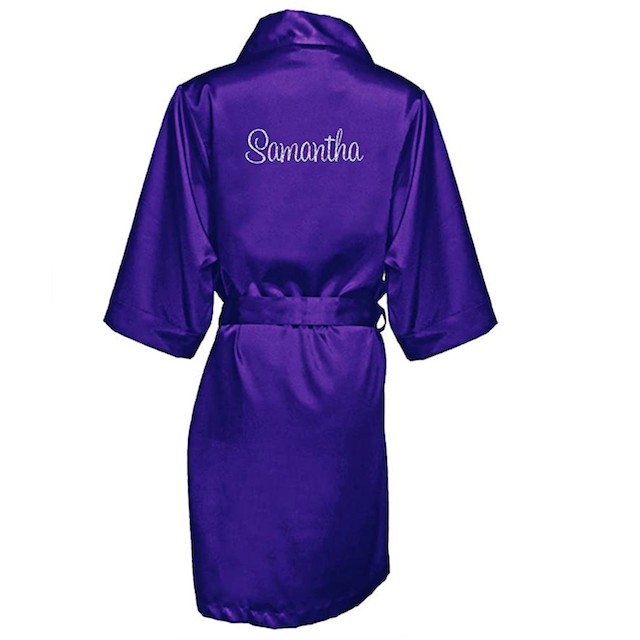 Girl ExtraOrdinaire Women's Personalized Glitter Print Satin Robe