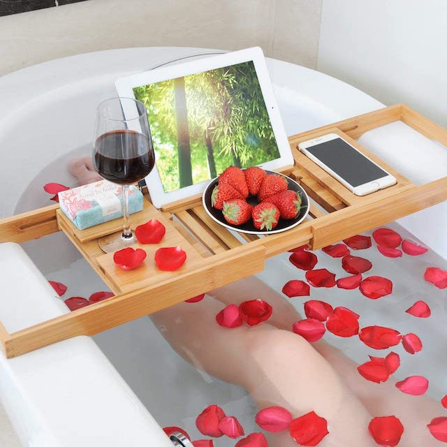 HANKEY Bamboo Bathtub Caddy Tray