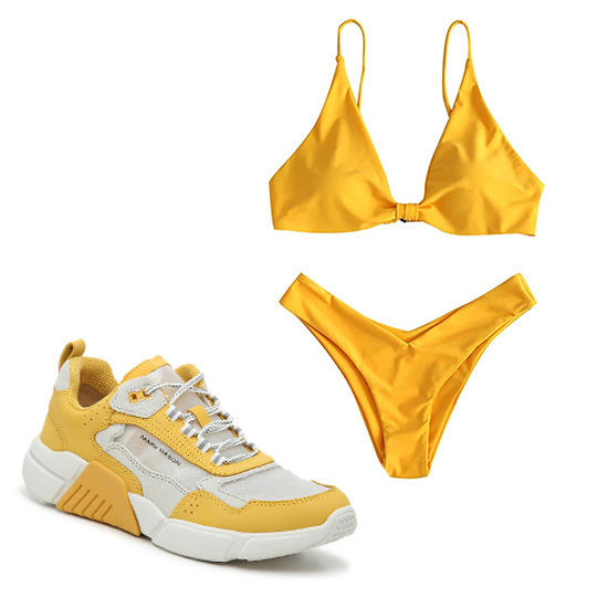 STYLECASTER | Hailey Bieber Yellow Bikini