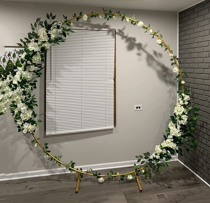 LANGXUN Φ7.2ft (2.2m) Large Size White Metal Round Balloon Arch kit