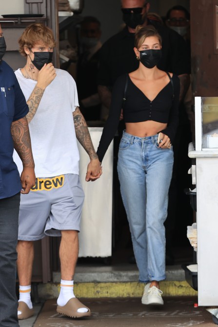 STYLECASTER | Hailey Bieber Black Cardigan