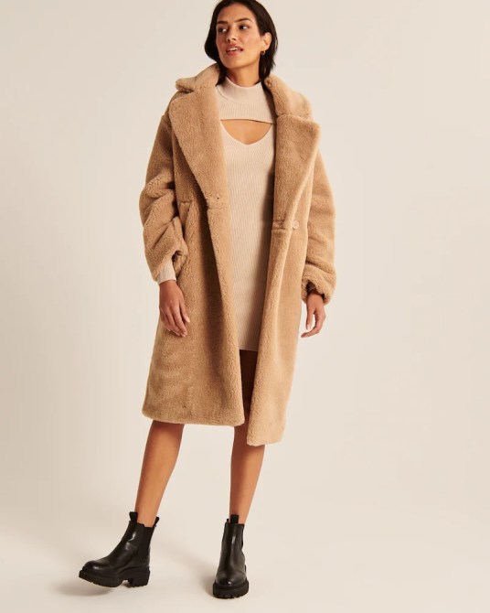 Abercrombie & Fitch Oversized Sherpa Teddy Coat