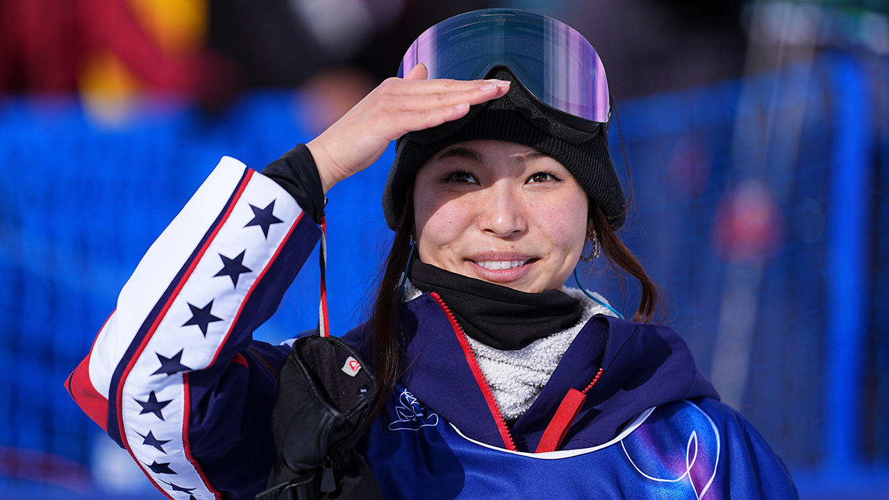 Chloe Kim of the United States reacts during the snowboard women's halfpipe qualification at the Milan-Cortina 2026 Olympic Winter Games in Livigno, Italy, Feb. 11, 2026.