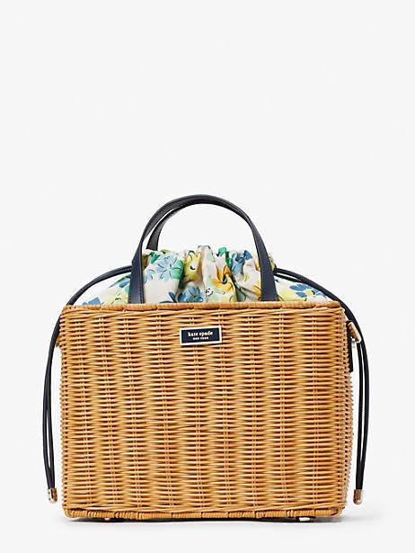 Sam Floral Medley Wicker Medium Satchel Kate Spade