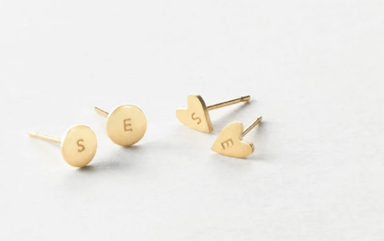Initial Stud Earrings