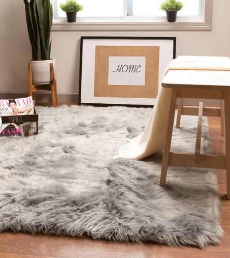 Dominick Machine Woven Faux Sheepskin Gray Rug