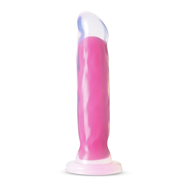A pink suction-cup dildo that glows in the dark