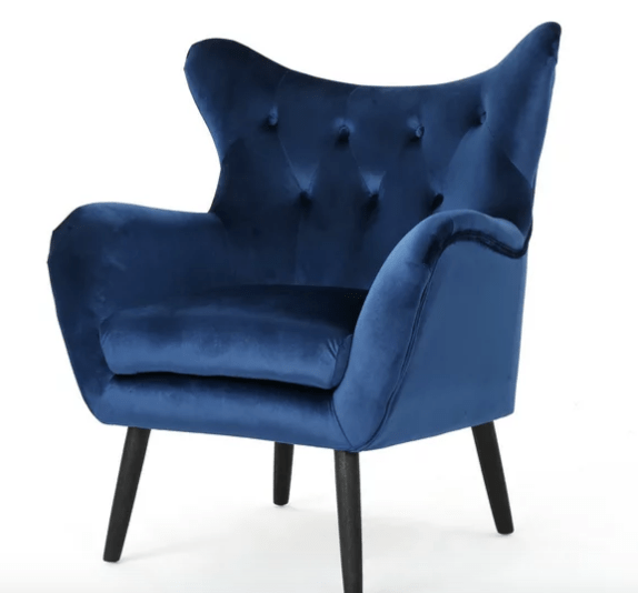 Bellamy Studios Mid Century Velvet Wingback Chair,