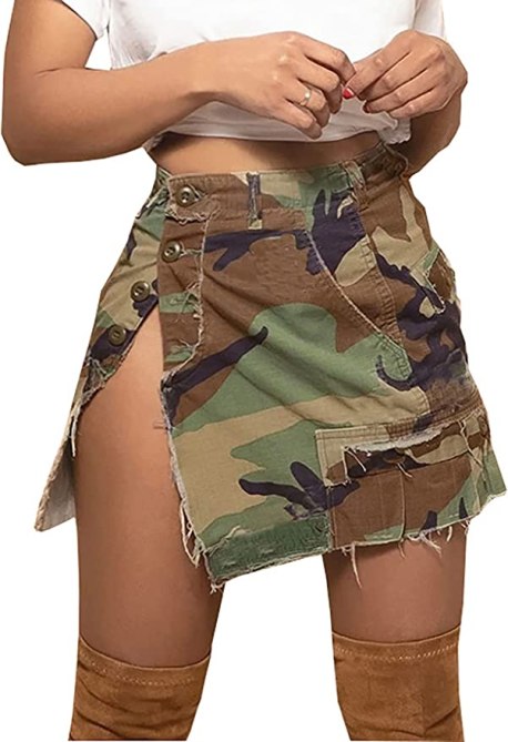 military print skirt