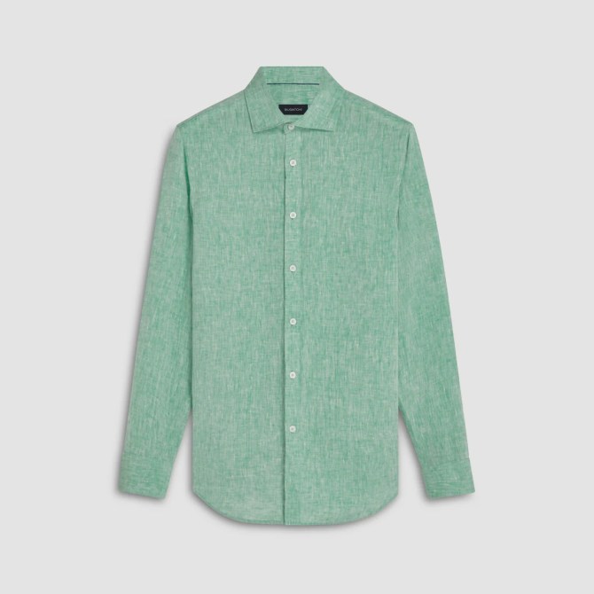 Bugatchi Shaped Fit Solid Linen Shirt