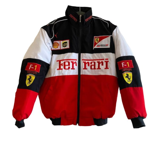 Ferrari Racing Jacket Vintage White Nascar Bomber