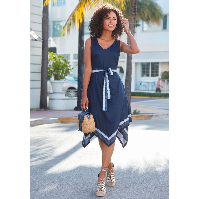 Lascana Sleeveless Handkerchief Hem Dress
