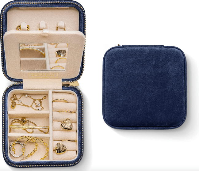 Plush Velvet Travel Jewelry Organizer Box