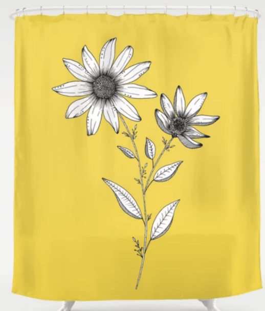 Wildflower Line Drawing Shower Curtain