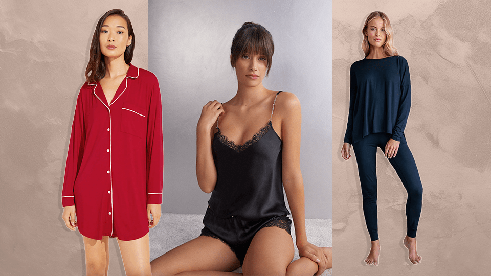 Three models wearing pajamas