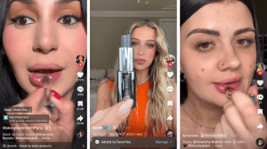 Three different TikTokers trying on the Givenchy Black Magic Lip Balm