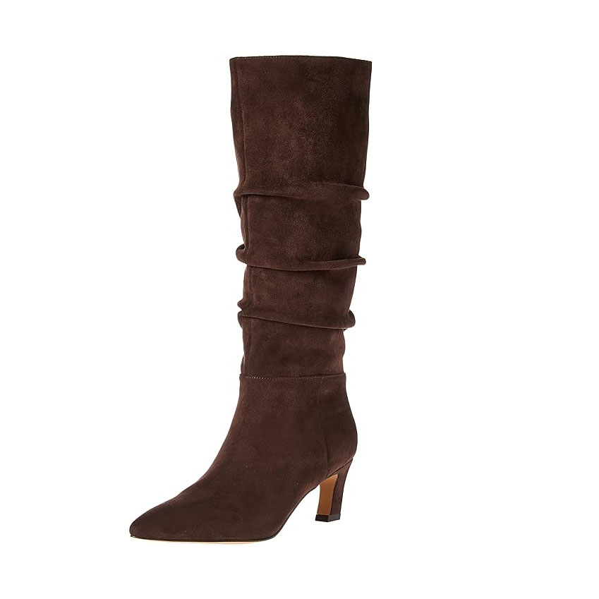 Slouchy suede brown boots