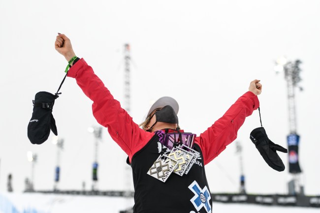Eileen Gu at the 2023 X Games Aspen Women's Ski Slopestyle final. 
