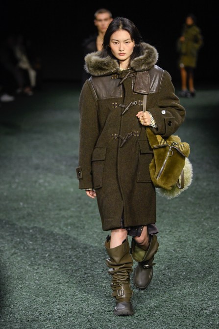 A model walks the Burberry Autumn/Winter 2024 show at London Fashion Week.