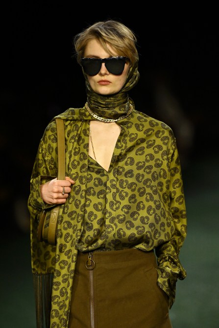 A model walks the Burberry Autumn/Winter 2024 show at London Fashion Week.