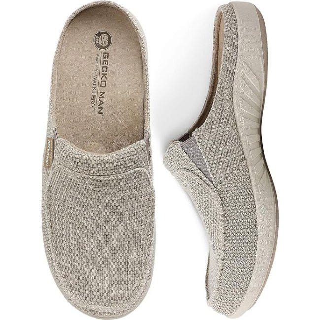 Men's Slippers With Arch Support, Podiatrist-Approved: WalkHero Men's Canvas Arch Support House Slippers