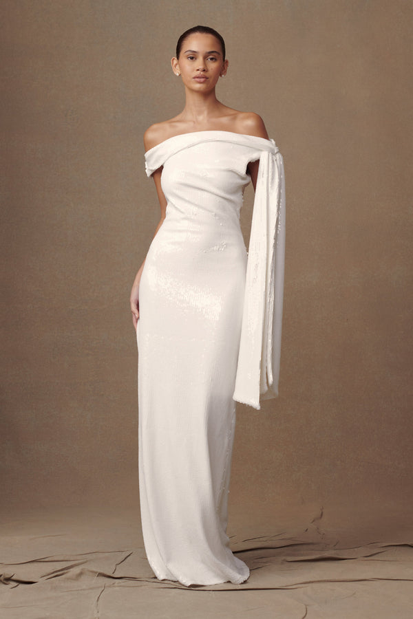 Meski Sequin Maxi Dress - White