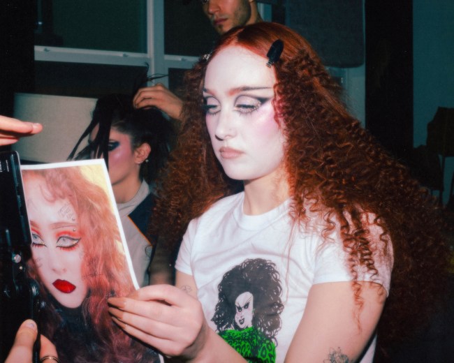 Chappell Roan getting her makeup done by Donni Davy.