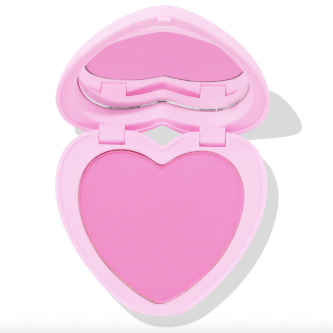 ColourPop Hot 2 Touch Pressed Powder Blush, heart shaped bright pink blush.
