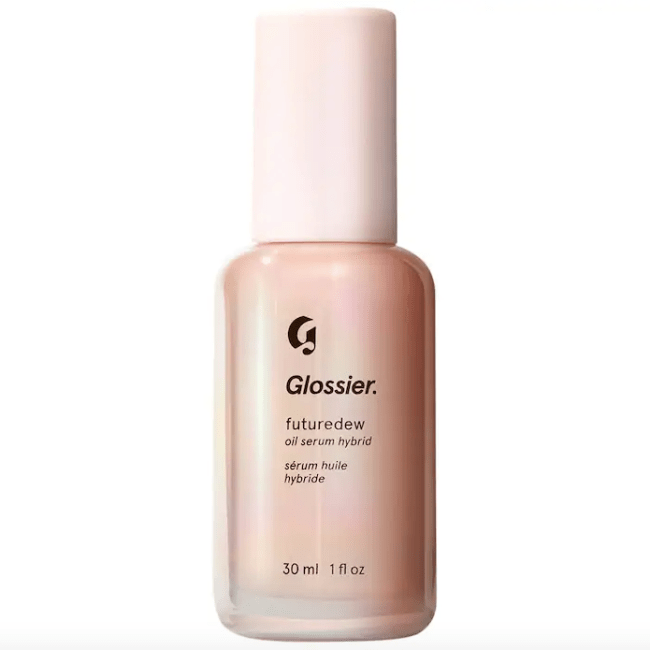 Glossier Futuredew in a pink bottle.