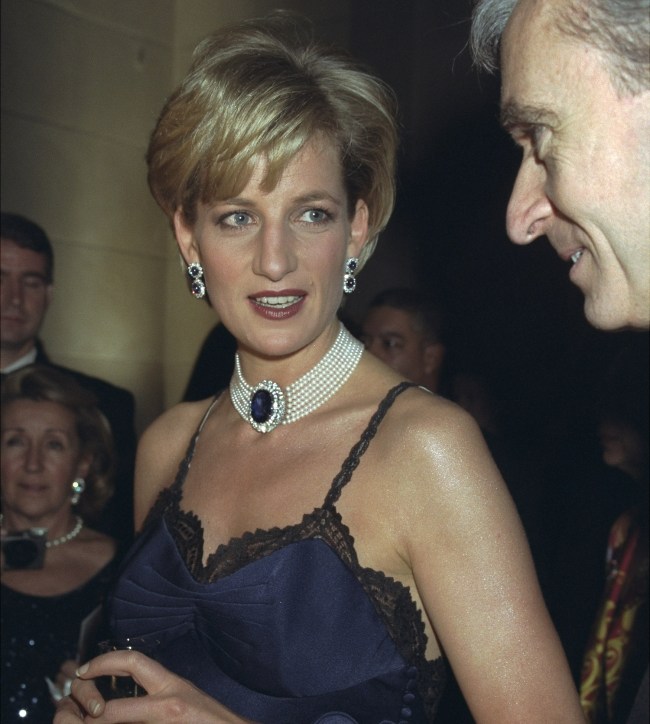 Diana, Princess of Wales at Costume Institute Gala at Metropolitan Museum of Art for a benefit ball.
