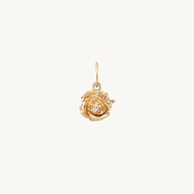 Catbird Dewy Diamond Rose Charm in gold