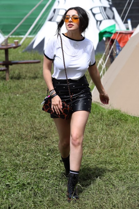Charli XCX attends the Glastonbury Festival at Worthy Farm, Pilton on June 25, 2016 in Glastonbury, England.